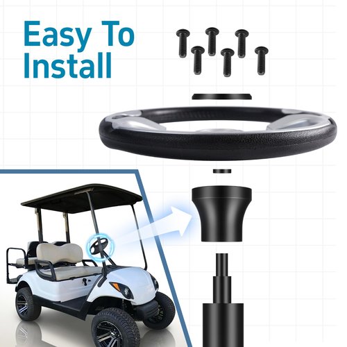 Mixopoly Golf Cart Steering Wheel Hub Adapter fits Yamaha G2-G29 Drive/Drive2 Model, Black and Anti-Rust