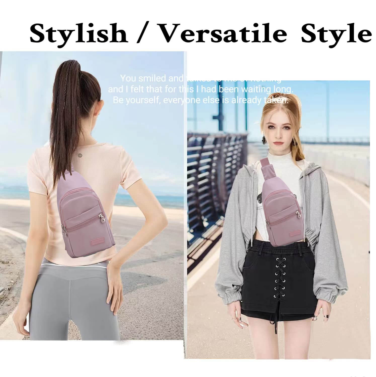 YAZEKOUS Small Sling Bag for Women Men Crossbody Sling Backpack Casual Daypack Backpack Cross Body for Travel Outdoor