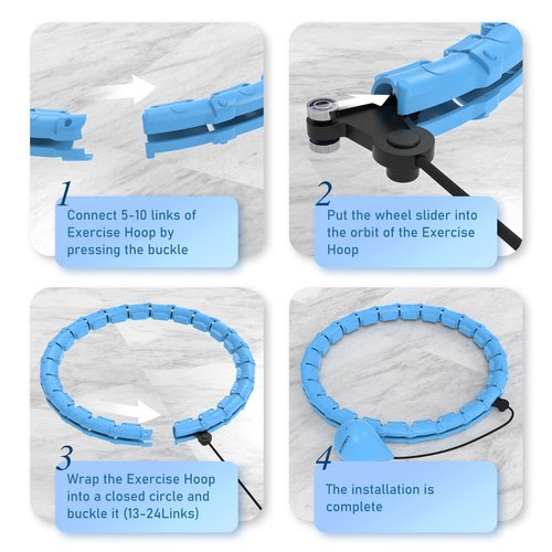 JKSHMYT Weighted Hula Circle Hoops for Adults Weight Loss, Infinity Fitness Hoop Plus Size 47 Inch, 24 Detachable Links, Exercise Hoop Suitable for Women and Beginner