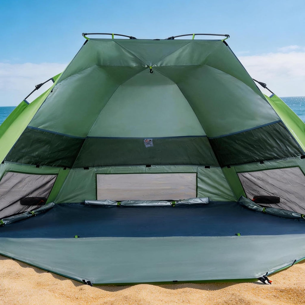 Three Bears Pop Up Beach Tent - Lightweight UV Protection Shelter for 3-4 People | Easy Setup, Green