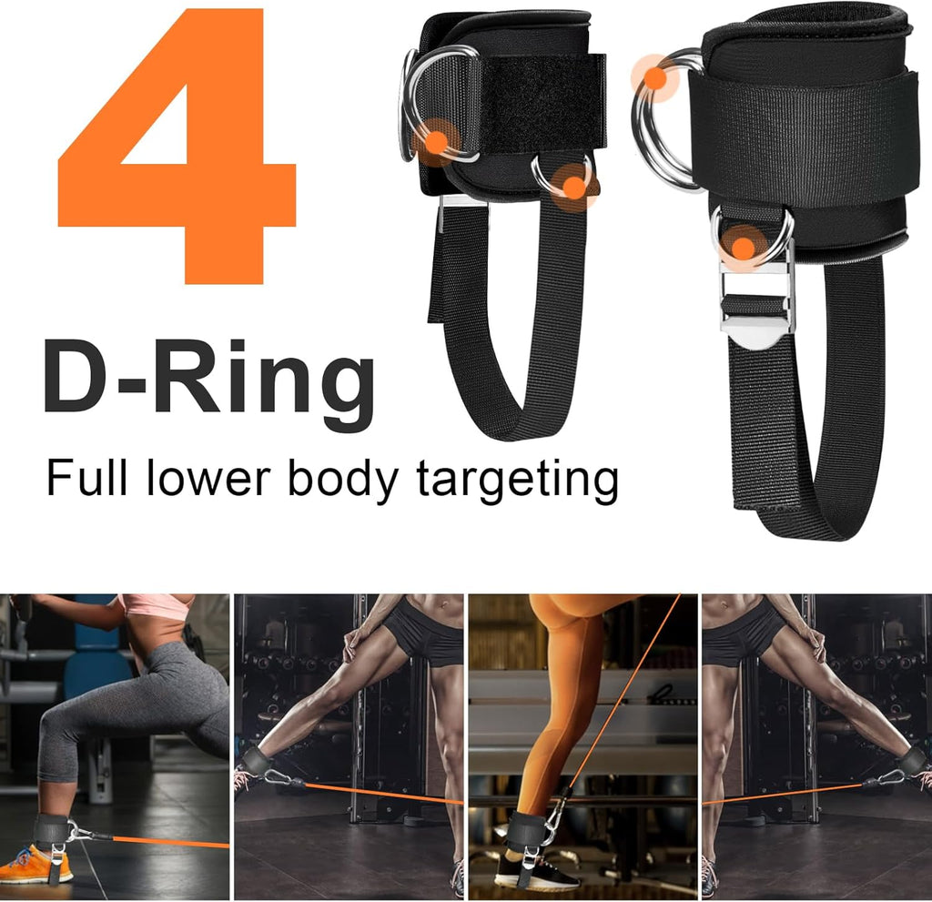 Skiennix Ankle Straps for Cable Machine - Comfortable Padded Neoprene, Adjustable Cuffs for Glute Kickbacks & Leg Extensions