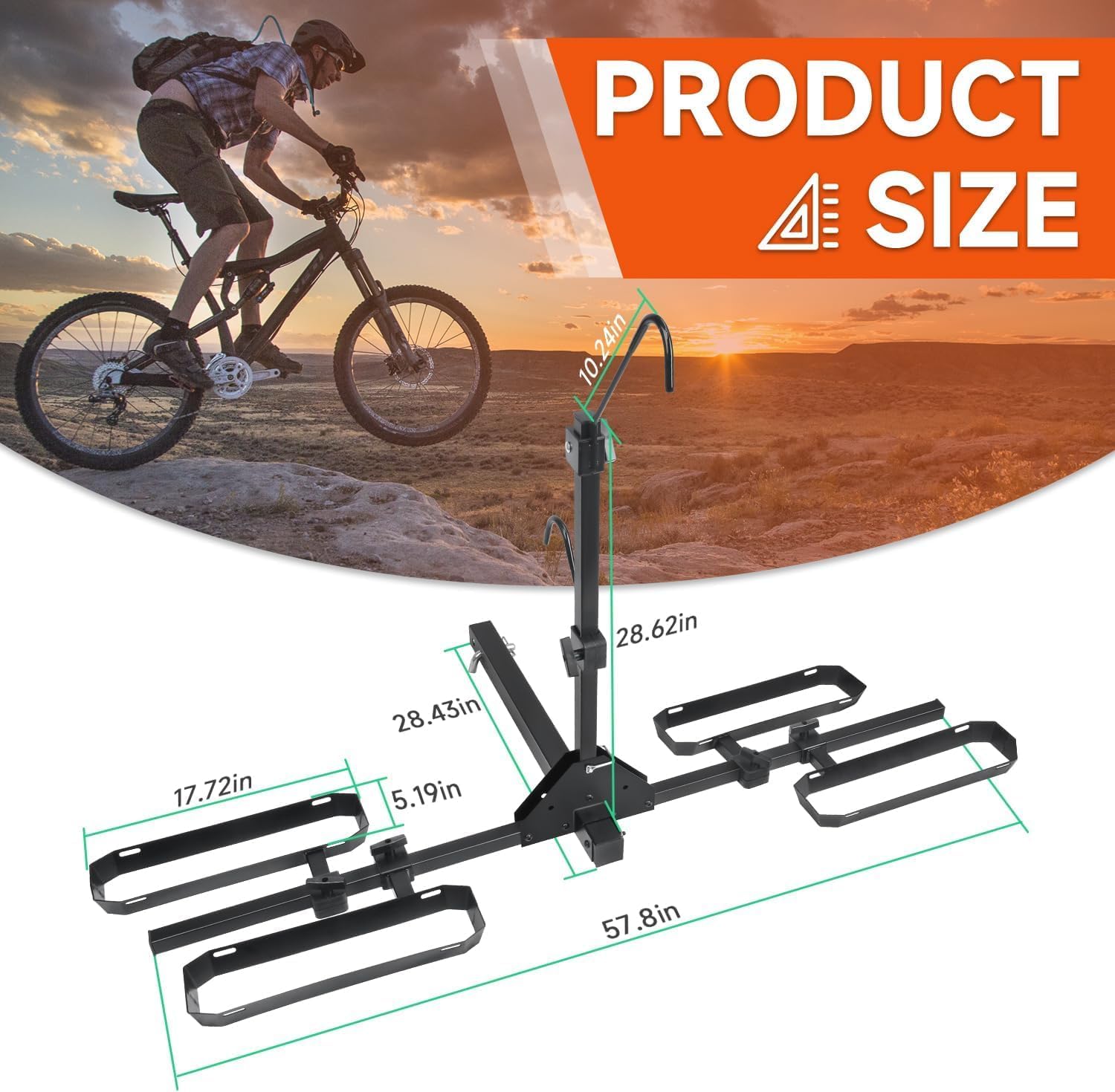 Tilting 2-Bike Hitch Rack - Fits Fat Tire Bikes Up to 5" Wide | Holds 150 lbs for Cars, SUVs, Trucks