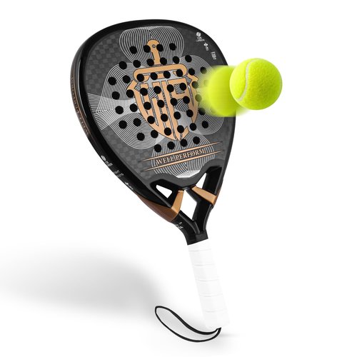 WELL PERFORM Carbon Fiber Padel Racket – Lightweight Pala De Padel with 12K Carbon Surface, EVA Memory Foam Core & Anti-Shock Grip | Premium Paddle Tennis Racket for Power Control & Comfort-Black/Gold