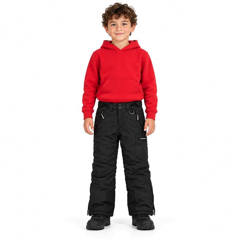 Kids' Insulated Snow Pants - Black (14-16) Arctic Quest Snow Bibs