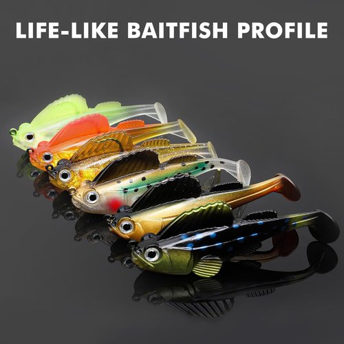 Gotour Fishing Lures - Weedless Soft Paddle Tail Swimbaits for Freshwater & Saltwater | Premium Pre-Rigged Jigs for Bass, Crappie, Trout & Walleye