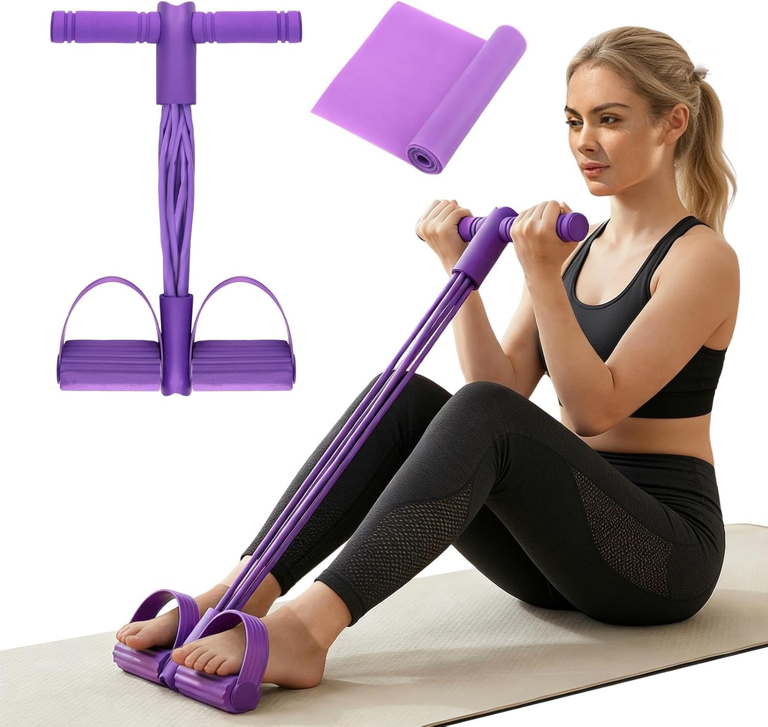 Skiennix Pedal Resistance Band - 6-Tube Multifunctional Design for Abdomen, Arms & Legs