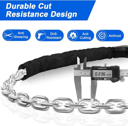 NDakter Heavy-Duty Bike Chain Lock - 4-Digit Combination & 2 Keys | 1.64 to 4.28 Ft Anti-Theft Security for E-Bikes, Scooters, Motorcycles