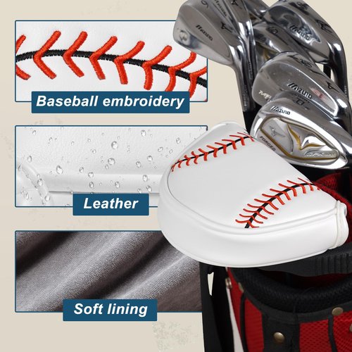 CRAFTSMAN GOLF Baseball White Mallet Putter Cover Headcover for Scotty Cameron Odyssey (Baseball)