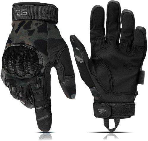 Glove Station Touchscreen Utility Gloves for Men - Hard Knuckle Protection for Motorcycle & Outdoor Work | Black Multicam, Small