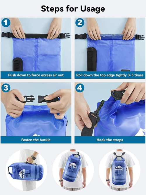 HEETA Waterproof Dry Bag - Lightweight Roll Top Storage for Travel, Swimming & Kayaking | 5L-40L Sizes
