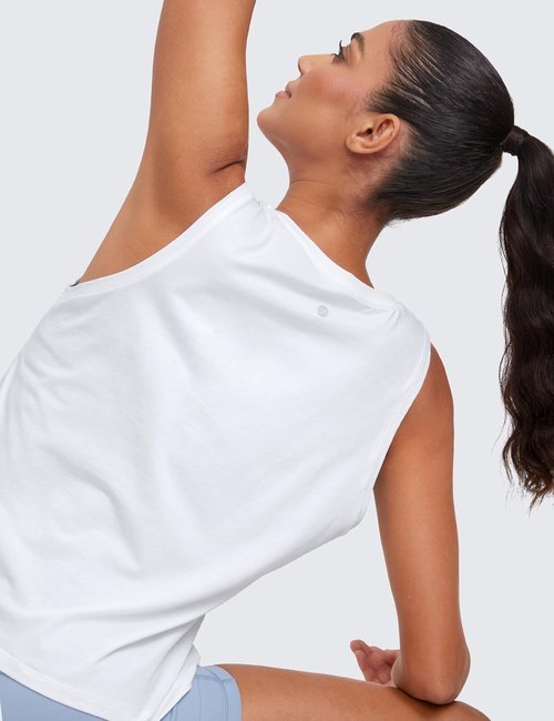 CRZ YOGA Women's Pima Cotton Sleeveless Tank Top - Comfortable Athletic Yoga Shirt