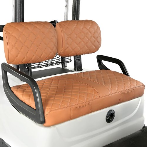WEIMELL Vinyl Leather Golf Cart Seat Covers for Yamaha G22 G19 G16 G14 G11 G9 G2 Front Seat Cover Fit OEM Ordinary Cushion No Nail Gun Easy to Install & Clean Vinyl Seat Cover Brown (Tan)
