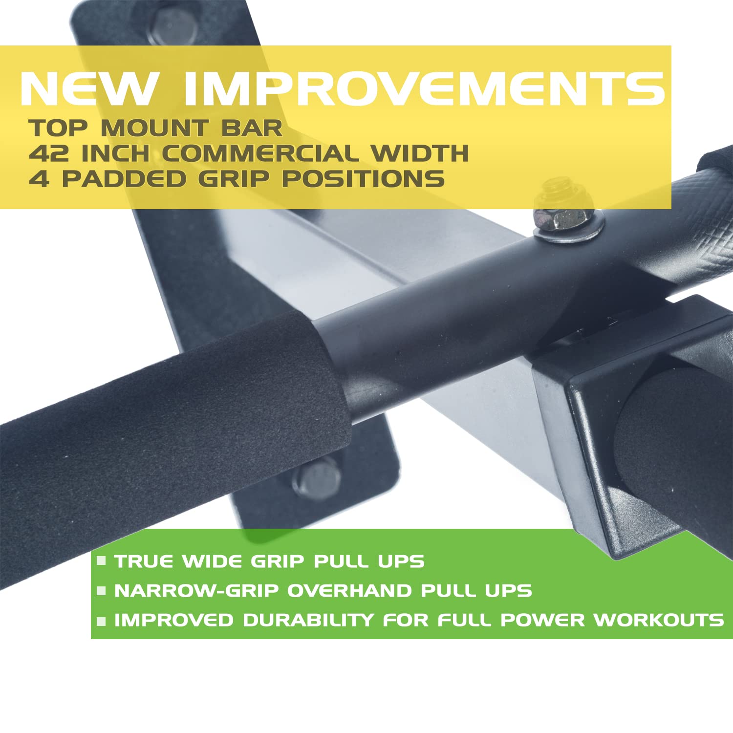 Wall Mount Pull Up Bar with Extra Clearance, Fits 16" Studs by Ultimate Body Press