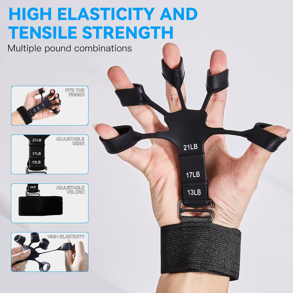 Skiennix Grip Strength Trainer Kit - 7PCS Adjustable Forearm Grips & Finger Stretchers | Hand Exercise Tools