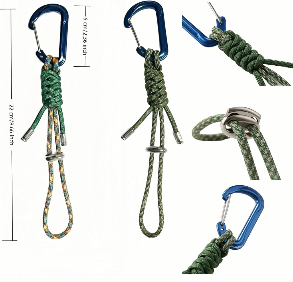 Skiennix 2-Pack Paracord Lanyard - Heavy-Duty Survival Keychain with Aluminum Carabiner Clip