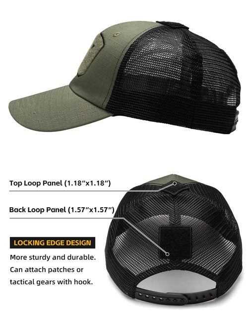 IDOGEAR Tactical Mesh Baseball Cap Breathable Operator Hat Military Ripstop Outdoor Hats with Loop Panel for Men & Women (Ranger Green)