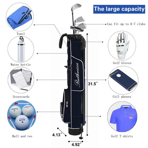 Golf Stand Bag, Lightweight Golf Easy Carry Bag with Padded Strap，Durable Pitch n Putt Golf Bag, Practice Ranger Sunday Golf Bag for Men&Women
