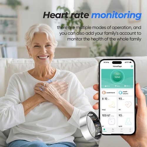 BIEMHA Smart Ring Health Tracker, Sleep/Exercise Monitoring, iOS/Android Compatible, IP68 Water Resistance, No Subscription Required, 5-Day Battery Life, Suitable for Both Women and Men (Silver, 10)
