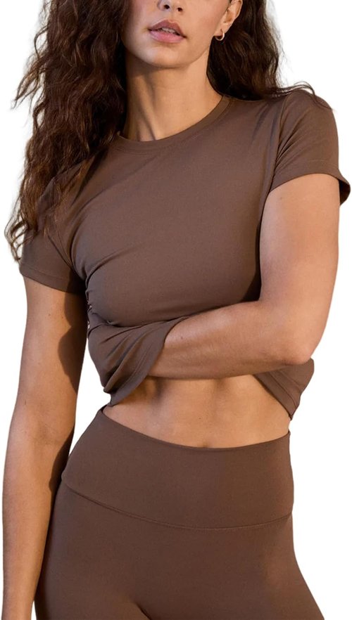 Lviefent Women's Athletic Workout Top - Slim Fit Short Sleeve Yoga & Gym Tee | Stylish Sportswear