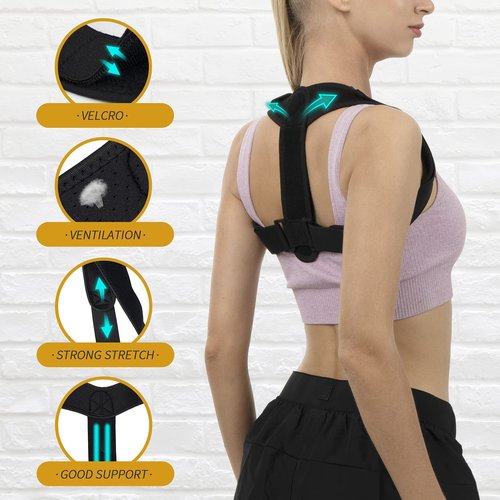 HLOES Posture Corrector for Women and Men, Adjustable Upper Back Brace, Breathable Back Shoulder Straightener Posture Support, Correcting Hunchback and Bad Posture.