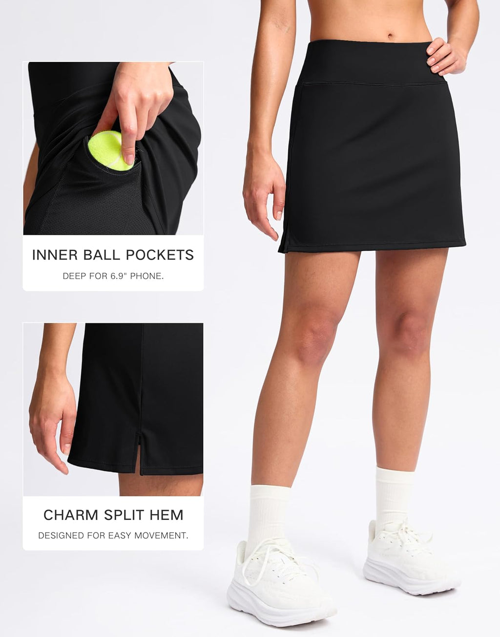 SANTINY High Waisted A-Line Skorts for Women - 16" Casual Athletic Pickleball & Golf Skirt with 2 Pockets