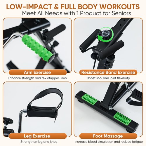 ZIDAFIT Pedal Exerciser Bike for Seniors, Hand and Leg Exercise Equipment for Knee and Arm Rehab, Stroke Recovery, Total Body Home Workout, Great Gift for Elderly Physical Therapy