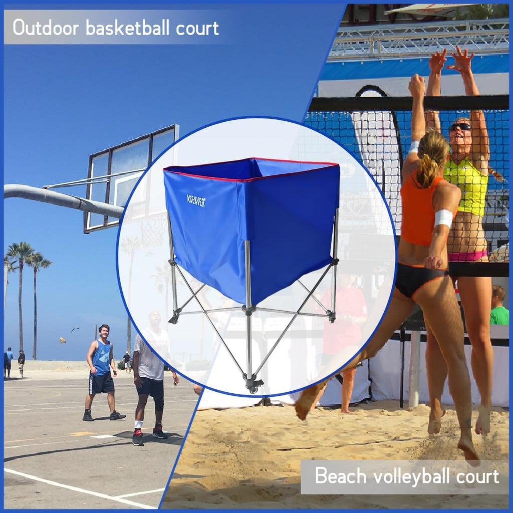 Skiennix Large Capacity Basketball Collecting Cart - Portable Volleyball Hopper with Lockable Wheels