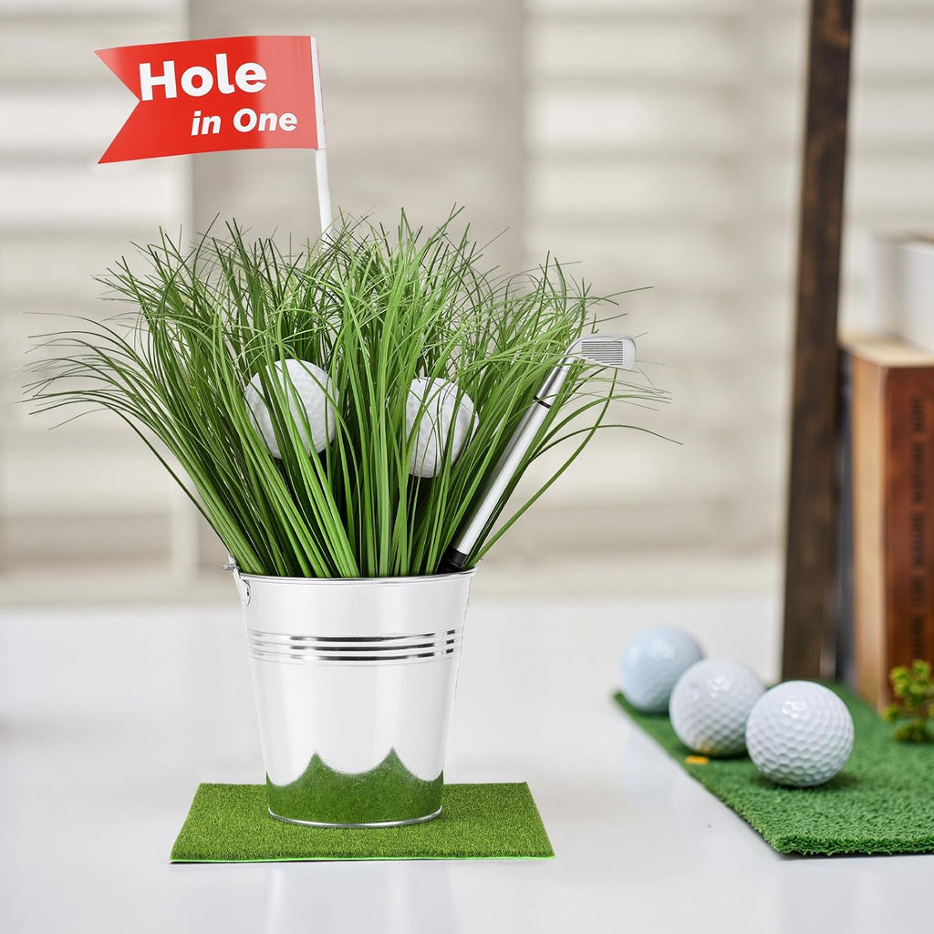 Skiennix Golf Party Decorations Kit - 6 Reusable Centerpieces with Iron Buckets, Mini Balls & Flags