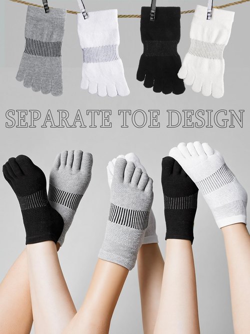 Bencailor Women Toe Socks Cotton No Show Ankle low Cut Socks Five Toes for Women Men Athletic Running Supplies(White,Black,Gray,8 Pairs)