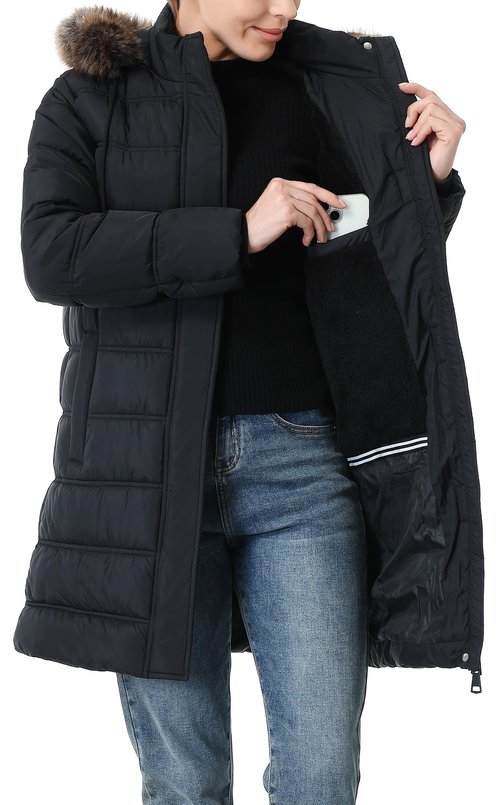TYBBNY Women's Winter Coat Waterproof Long Puffer Jacket with Detachable Hood-Thermal Insulated Parka, Fleece Lined for Extreme Cold, Daily Commute & Outdoor