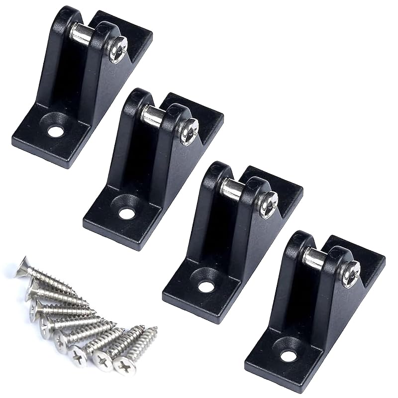 MX Boat Flat Mount Bimini Top Deck Hinge Mount Marine-Grade Nylon 4PCS - Deck Hinge-4PCS-BK