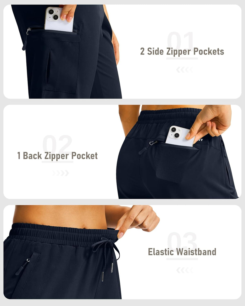 SANTINY Women's 15" Long Cargo Shorts - Lightweight, Quick-Dry Bermuda with 5 Zipper Pockets