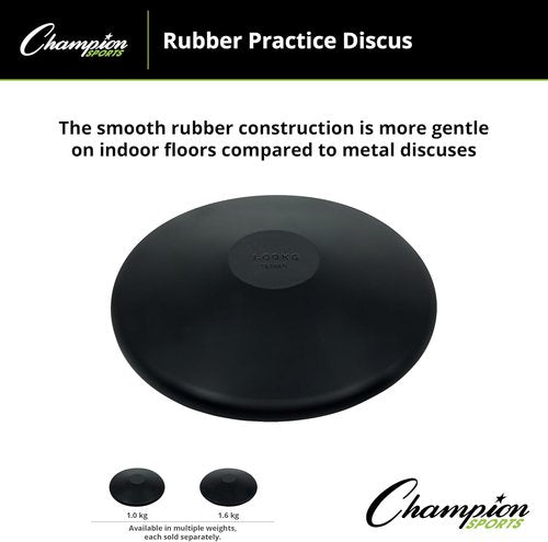 Champion Sports Discus - Durable Rubber, Plastic, or Wood Options | Multiple Weights for Track & Field Training