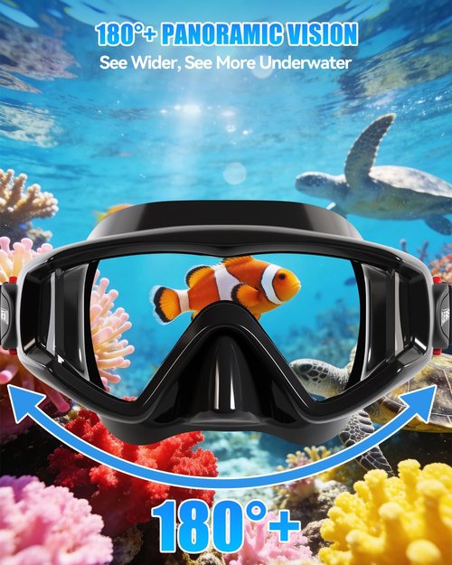 Aegend Diving Mask for Adult & Teen - Panoramic Anti-Fog Comfort Fit Goggles with Mesh Bag for Snorkeling, Scuba Diving, Freediving & Swimming