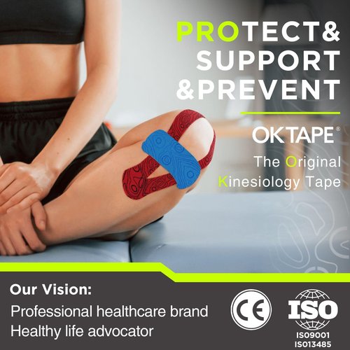 OK TAPE PRO Kinesiology Tape Uncut Roll, Elastic Physical Therapy Athletic Tape for Pain Relief, Muscle Support, Kinetic Tape, Water Resistant, 2in X 16.4ft -Mixed 4 Pack