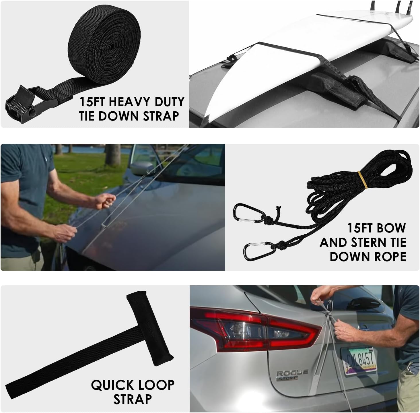 Skiennix Soft Roof Rack Pads - Universal Car Roof Rack System for Kayaks, Surfboards & Canoes