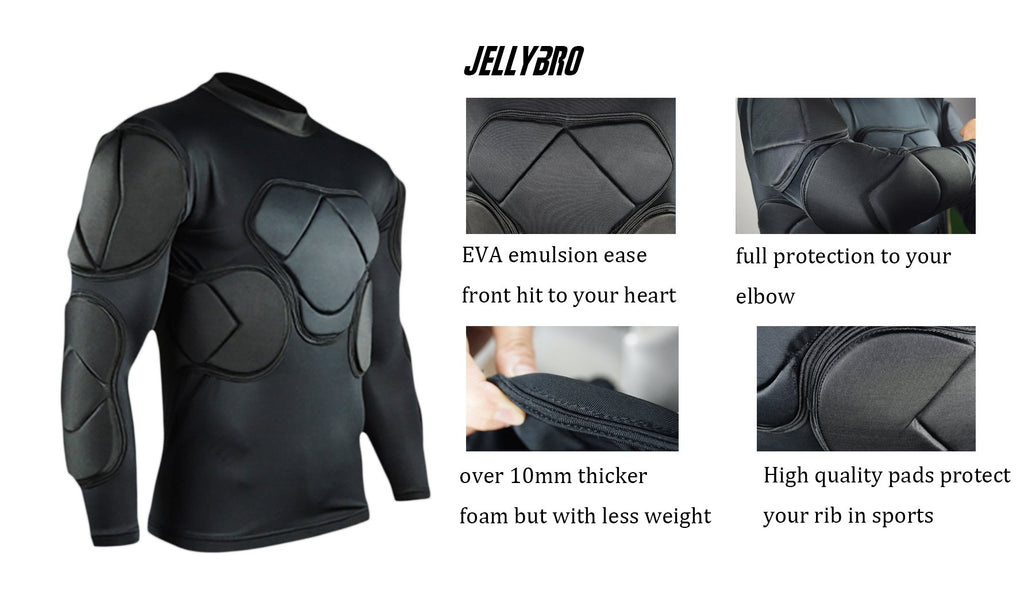 Jellybro Men's Padded Football Protecitve Gear Set Training Suit Rib Protector