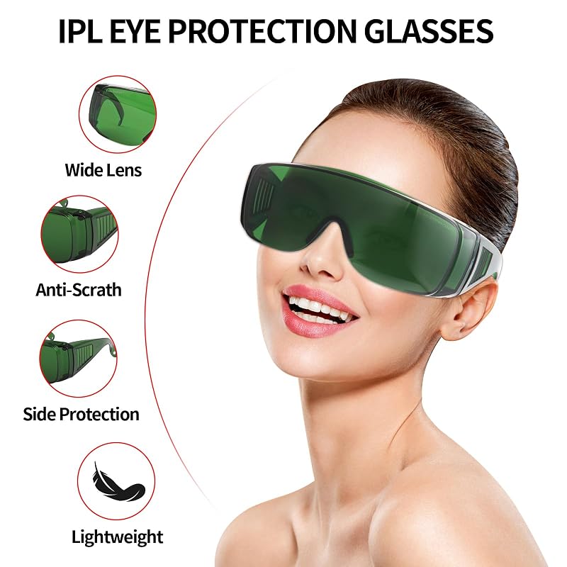 IPL 200nm-2000nm Laser Safety Glasses - Eye Protection for Laser Hair Removal & Cosmetology (Green)