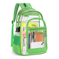 KIMNERPU Clear Backpack, Heavy Duty PVC Transparent Backpack with Reinforced Straps, See Through Multiple Pockets Large Capacity Bookbag for Concert Work Security Travel Festival (Green)