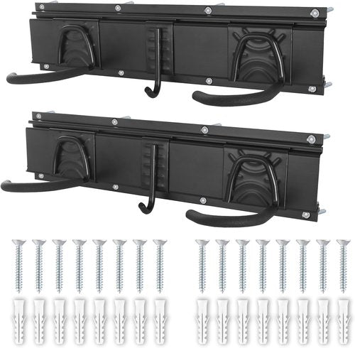 Bike Storage Rack - Wall Mount Garage Hanger for 3 Bicycles & 2 Helmets | Adjustable Up to 200 lbs