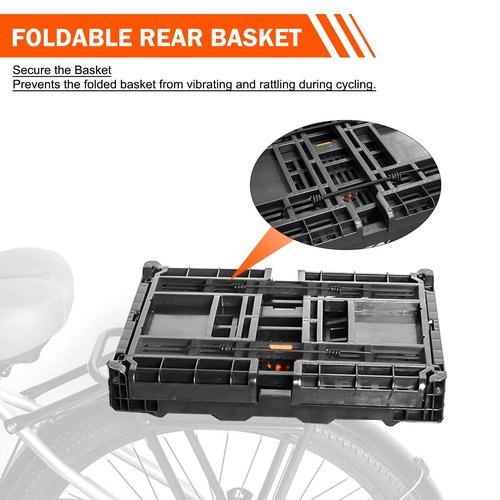 BEEYEO Bike Basket Rear,Foldable Rear Rack Bicycle Basket,Collapsible Bike Baskets with Mesh Pocket Waterproof Cover for Adult Bikes,Milk Crate Bicycle Storage Carry for Pets Fruit Shopping Outings