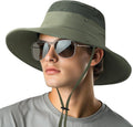 NPQQUAN Sun Bucket Hat - Wide Brim UPF 50+ Protection for Fishing & Beach | Deep Green
