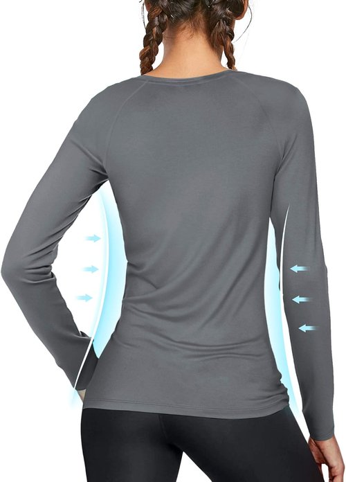 Isnowood Women's UPF 50+ Sun Protection Long Sleeve Shirt - UV Rash Guard for Hiking & Running