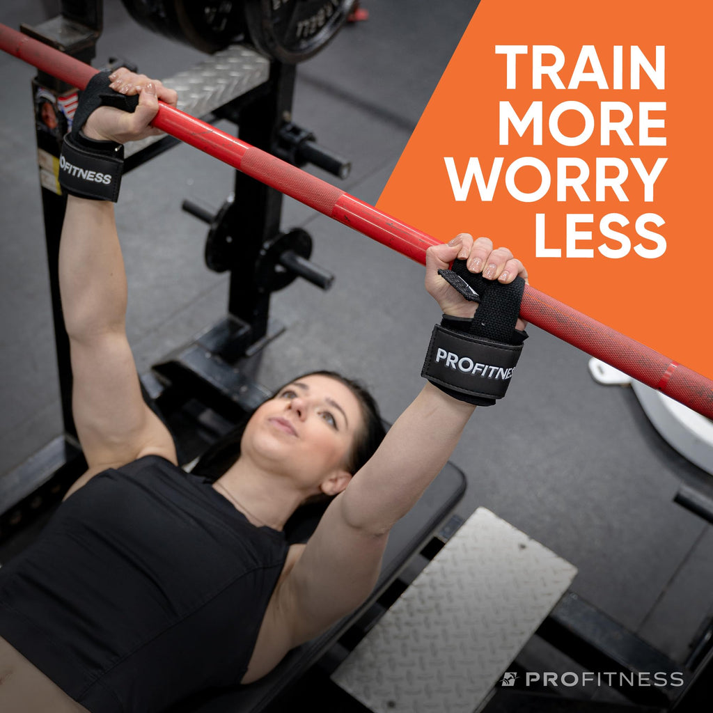 ProFitness Weight Lifting Straps for Men - Weight Lifting Straps for Women - Padded Neoprene Weight Straps Lifting Women & Men with Non Slip Silicone Grip (Black/Red)