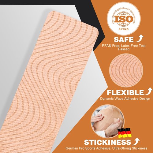 (2in X 131ft) TEAWO Kinesiology Tape Bulk Roll, Waterproof Hypoallergenic Latex-Free Sports Tape, Muscle & Joint Support for Athletes, Free Cut with Bonus Specialized Scissors (Beige)