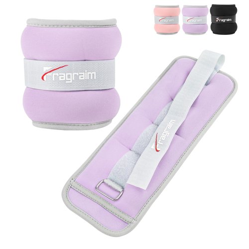 Fragraim Ankle Weights for Women Men Kids 4lbs x 2 Leg Arm Wrist Weights with Adjustable Strap for Running, Walking, Pilates, Gymnastics, Aerobics- Purple