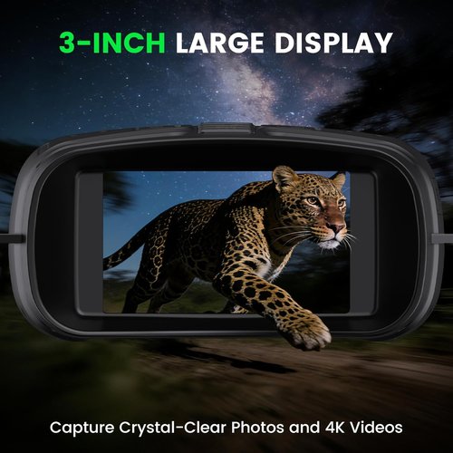 HEXEUM Night Vision Goggles - 4K Night Vision Binoculars for Adults, 3'' HD Screen Binoculars can Save Photo and Video with 32GB TF Card, Black, NV4000