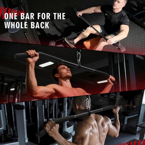 39.7'' LAT Pulldown Bar with Full Rotation, Lat Pulldown Attachments for Pulley Cable Machine,Curl Tricep Press Down Bar with Rubber Handle for Gym,Strength Workout
