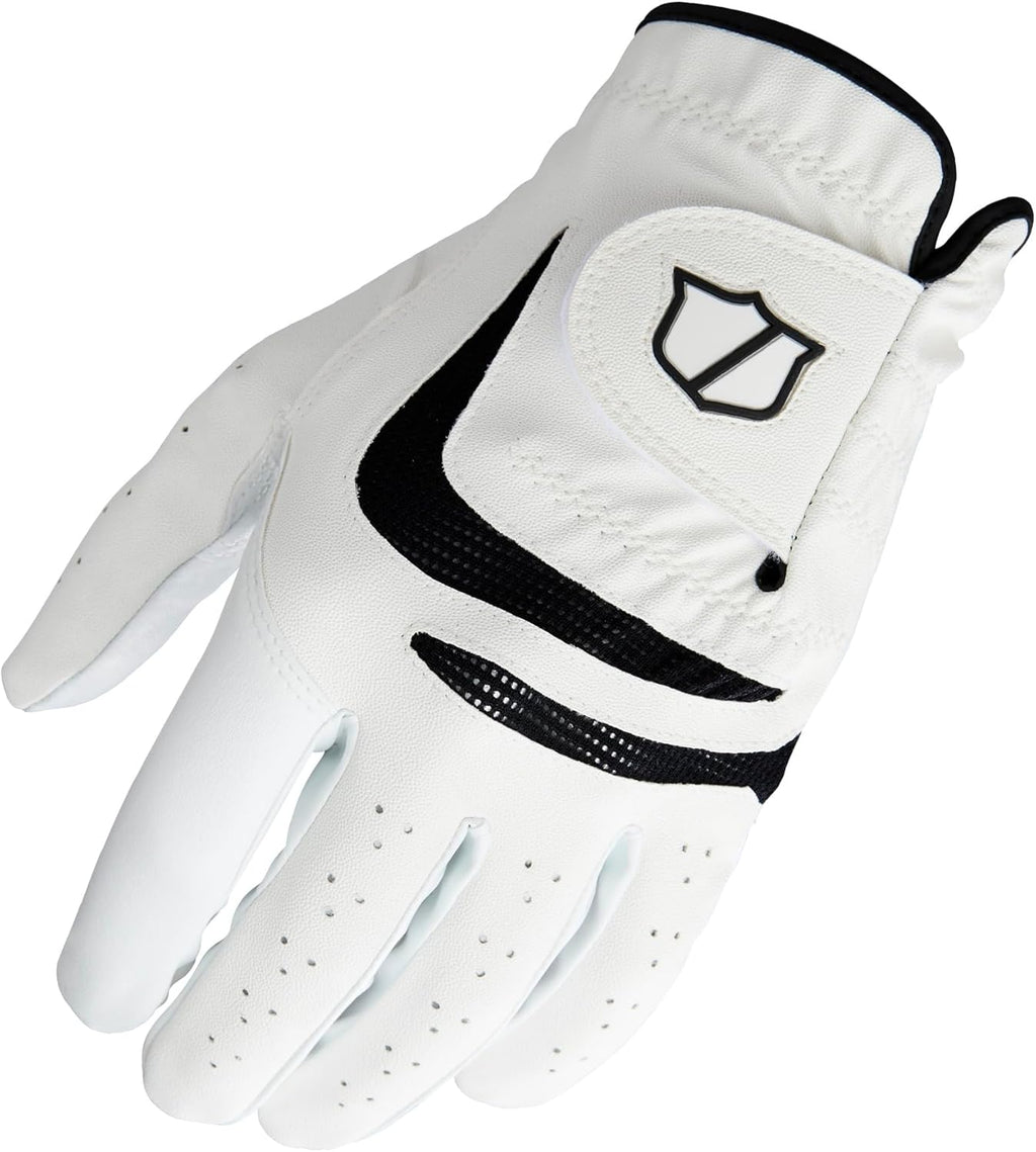 WILSON Men's Grip Plus Golf Gloves - Enhanced Comfort & Control | White/Black