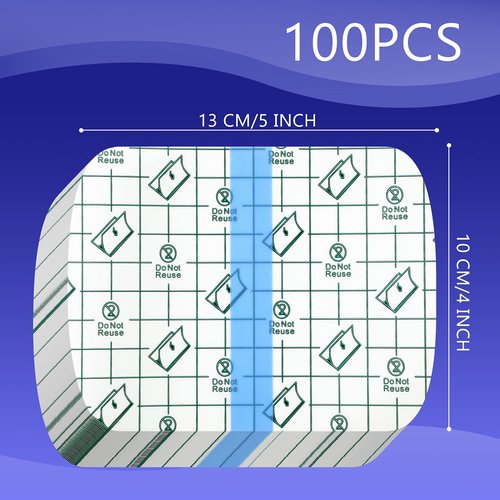 Nuanchu 100 Pieces Stretch Adhesive Bandages Large Waterproof Adhesive Dressing Bandages Transparent Protective Dressing Tape Film for Body Health(Square Style)
